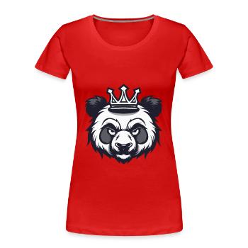 Panda Kopf Krone - Frauen Premium Bio T-Shirt - Rot - Vorne - Mia (176cm)