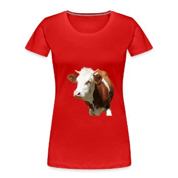 tête de vache drôle - T-shirt bio Premium Femme - rouge - Devant - Mia (176cm)