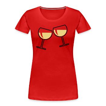 2 Weißweingläser (Weißwein / Wein / Rund Zu / 2C) - Frauen Premium Bio T-Shirt - Rot - Vorne - Mia (176cm)