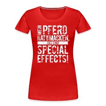 Mein Pferd hat keine Macken - Frauen Premium Bio T-Shirt - Rot - Vorne - Mia (176cm)