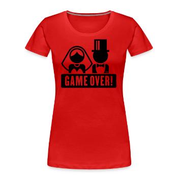Bridal Pair / Game Over / Heads (Wedding / Black) - Women's Premium Organic T-Shirt - red - Front - Mia (176cm)