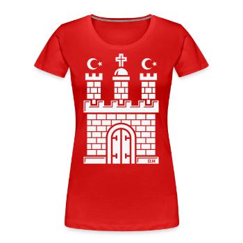 Hamburg Wappen Mit Halbmond (Türkisch / White) - Frauen Premium Bio T-Shirt - Rot - Vorne - Mia (176cm)