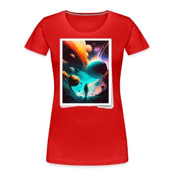 Voyage cosmique - T-shirt bio Premium Femme - rouge - Devant - Mia (176cm)