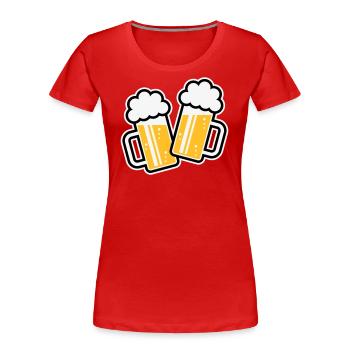 2 chopes de bière toast, à votre santé ! (Chopes à bière 3C) - T-shirt bio Premium Femme - rouge - Devant - Mia (176cm)