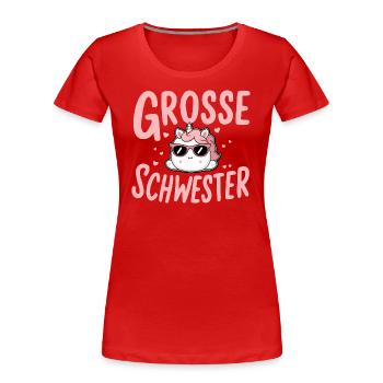 Große Schwester Einhorn Schwangerschaft - Frauen Premium Bio T-Shirt - Rot - Vorne - Mia (176cm)