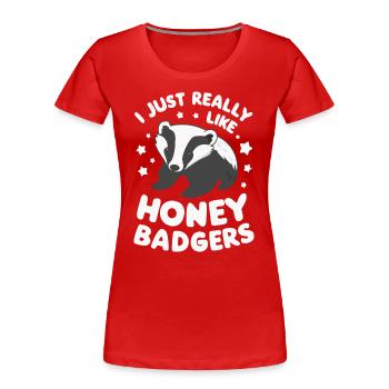 Blaireau Miel Blaireau Animal - T-shirt bio Premium Femme - rouge - Devant - Mia (176cm)