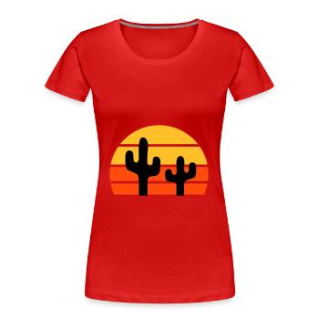 Zwei Kakteen vor einer Halbsonne - Frauen Premium Bio T-Shirt - Rot - Vorne - Mia (176cm)