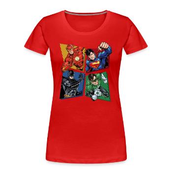 DC Comics Justice League Superheroes Group - Women's Premium Organic T-Shirt - red - Front - Mia (176cm)