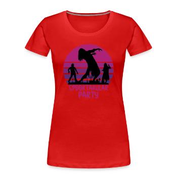 Spuk-Party - Frauen Premium Bio T-Shirt - Rot - Vorne - Mia (176cm)