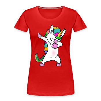 Dapping Einhorn- Dap Unicorn - Frauen Premium Bio T-Shirt - Rot - Vorne - Mia (176cm)