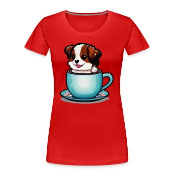 Chien mignon: Rien ne vaut le sourire d’un chien - T-shirt bio Premium Femme - rouge - Devant - Mia (176cm)