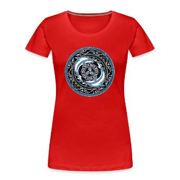 Keltische Delfine - Frauen Premium Bio T-Shirt - Rot - Vorne - Mia (176cm)