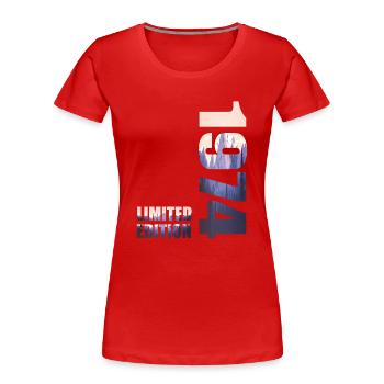 1974. Limited Edition T-Shirt Birthday Idea - Women's Premium Organic T-Shirt - red - Front - Mia (176cm)