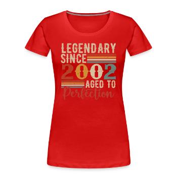 Legendär seit 2002. Geburtstagsgeschenk 2002 - Frauen Premium Bio T-Shirt - Rot - Vorne - Mia (176cm)