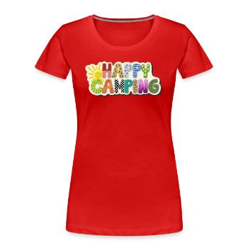 Happy Camping - Frauen Premium Bio T-Shirt - Rot - Vorne - Mia (176cm)