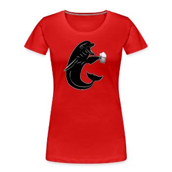 Party Delfin mit Bier am Strand- Fest im Oktober - Frauen Premium Bio T-Shirt - Rot - Vorne - Mia (176cm)
