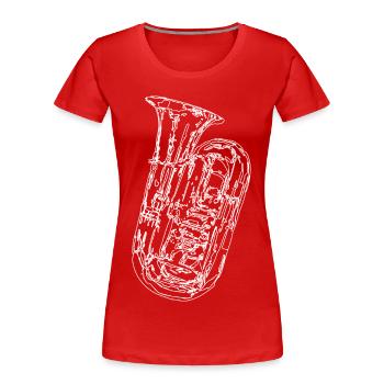 Tuba Instrument Skizze - Frauen Premium Bio T-Shirt - Rot - Vorne - Mia (176cm)