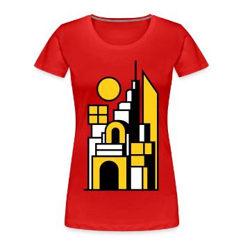 Abstract Cityscape in Yellow Black - Women's Premium Organic T-Shirt - red - Front - Mia (176cm)