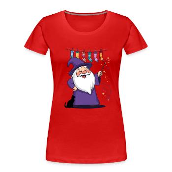 The Wizard and the Socks - Women's Premium Organic T-Shirt - red - Front - Mia (176cm)