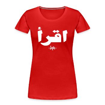Iqra - Read 02 - Women's Premium Organic T-Shirt - red - Front - Mia (176cm)