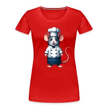 Cartoon Rat Mouse Outfit Chef Cooking Kitchen - Women's Premium Organic T-Shirt - red - Front - Mia (176cm)