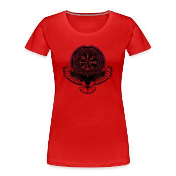 Adler mit Vegvisir Symbol - Frauen Premium Bio T-Shirt - Rot - Vorne - Mia (176cm)
