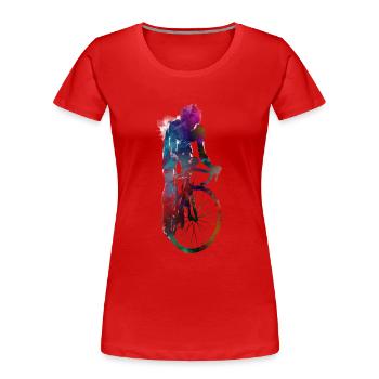 Cyclisme Vélo sport art #cycling #sport #biking - T-shirt bio Premium Femme - rouge - Devant - Mia (176cm)