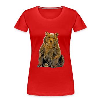 Cartoon Bär - Frauen Premium Bio T-Shirt - Rot - Vorne - Mia (176cm)