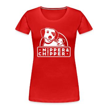 Nipper & Chipper Logo - Frauen Premium Bio T-Shirt - Rot - Vorne - Mia (176cm)
