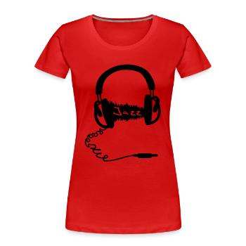 Headphones Audio Wave Motif: Jazz music Audiophile - Women's Premium Organic T-Shirt - red - Front - Mia (176cm)