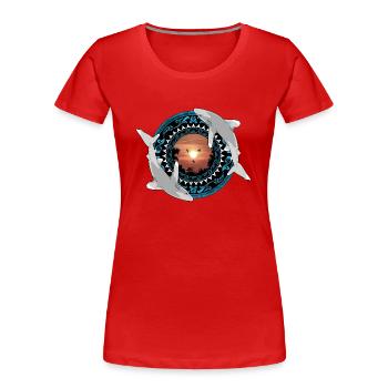 Weißspitzenhochseehaie Hawaiianisch Polynesisch - Frauen Premium Bio T-Shirt - Rot - Vorne - Mia (176cm)