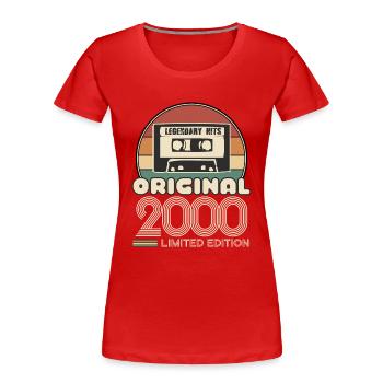 Année 2000 - T-shirt bio Premium Femme - rouge - Devant - Mia (176cm)