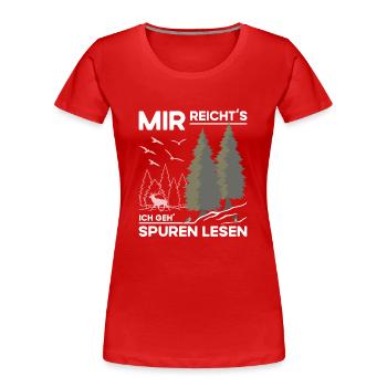 Spuren Lesen - Frauen Premium Bio T-Shirt - Rot - Vorne - Mia (176cm)