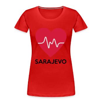 coeur Sarajevo - T-shirt bio Premium Femme - rouge - Devant - Mia (176cm)