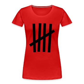 Tally 5 coups - T-shirt bio Premium Femme - rouge - Devant - Mia (176cm)