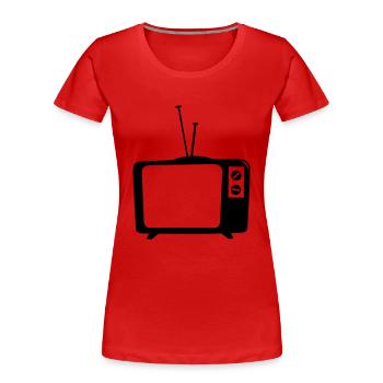 Fernseher, TV, Glotze, flat tv, led, bildschirm, - Frauen Premium Bio T-Shirt - Rot - Vorne - Mia (176cm)