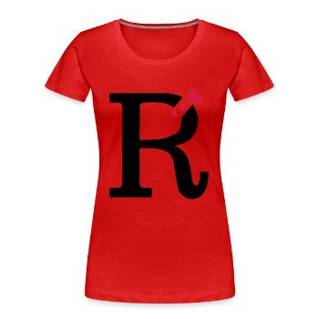Capital lettre R avec des coeurs - T-shirt bio Premium Femme - rouge - Devant - Mia (176cm)