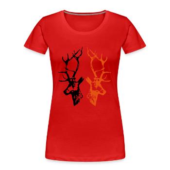 hirsche - Frauen Premium Bio T-Shirt - Rot - Vorne - Mia (176cm)