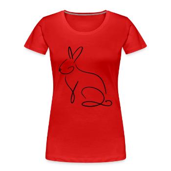 Hase Line Art - Minimalist - Women's Premium Organic T-Shirt - red - Front - Mia (176cm)