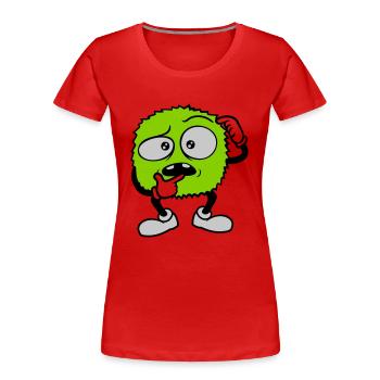 Monstre au visage sceptique comique - T-shirt bio Premium Femme - rouge - Devant - Mia (176cm)