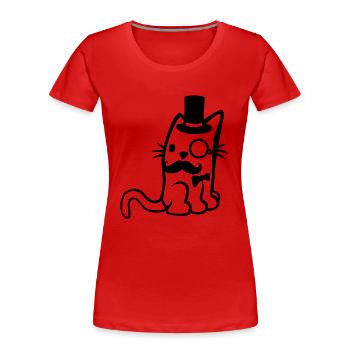 Brille Monokel Herr Katze - Frauen Premium Bio T-Shirt - Rot - Vorne - Mia (176cm)