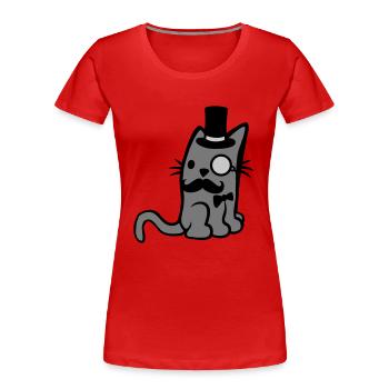 Monokel Brille Herr Katze - Frauen Premium Bio T-Shirt - Rot - Vorne - Mia (176cm)