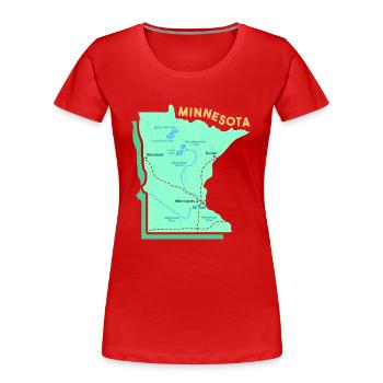 Karte von Minnesota Design für stolze Minnesotaner - Frauen Premium Bio T-Shirt - Rot - Vorne - Mia (176cm)