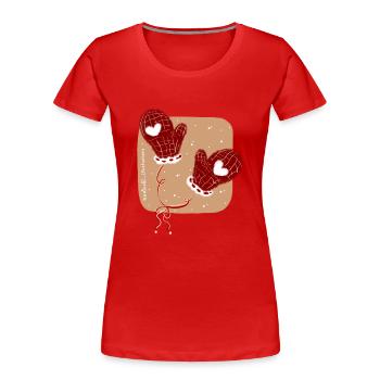 Handschuhe im Winter - Frauen Premium Bio T-Shirt - Rot - Vorne - Mia (176cm)
