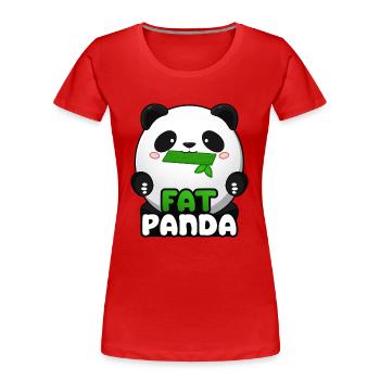 Fat Panda with Bamboo - Panda Bear Cute Kawaii ^_^ - Women's Premium Organic T-Shirt - red - Front - Mia (176cm)