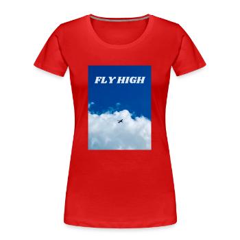Fliegen Sie hoch. Drucken Sie mit realistischem Foto. - Frauen Premium Bio T-Shirt - Rot - Vorne - Mia (176cm)