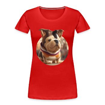 Süßer Kugelhund - Frauen Premium Bio T-Shirt - Rot - Vorne - Mia (176cm)