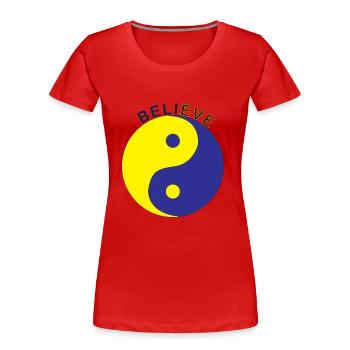 Believe - Women's Premium Organic T-Shirt - red - Front - Mia (176cm)