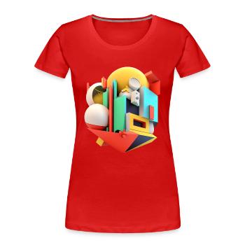 3D - Frauen Premium Bio T-Shirt - Rot - Vorne - Mia (176cm)