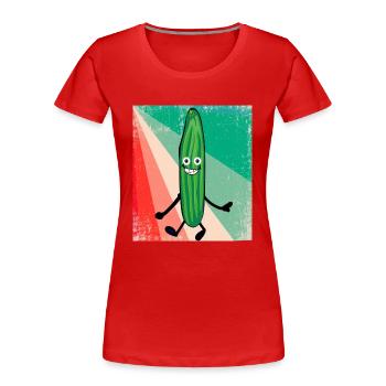 gurke,gurken,gurke,salatgurke,retro - Frauen Premium Bio T-Shirt - Rot - Vorne - Mia (176cm)